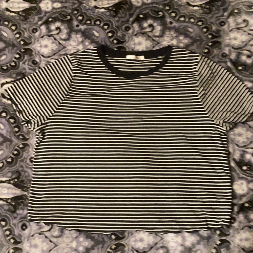 Cute black and white striped crop top